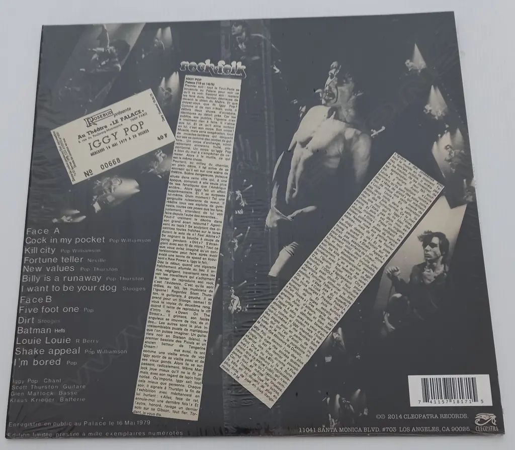 Iggy Pop, Paris Palace, (Red Vinyl) Image 1++